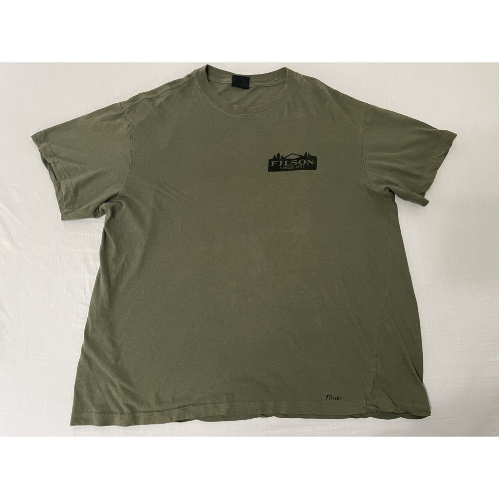 Mens Filson Scenic Graphic Green Casual Short Sleeve T-Shirt Size Large